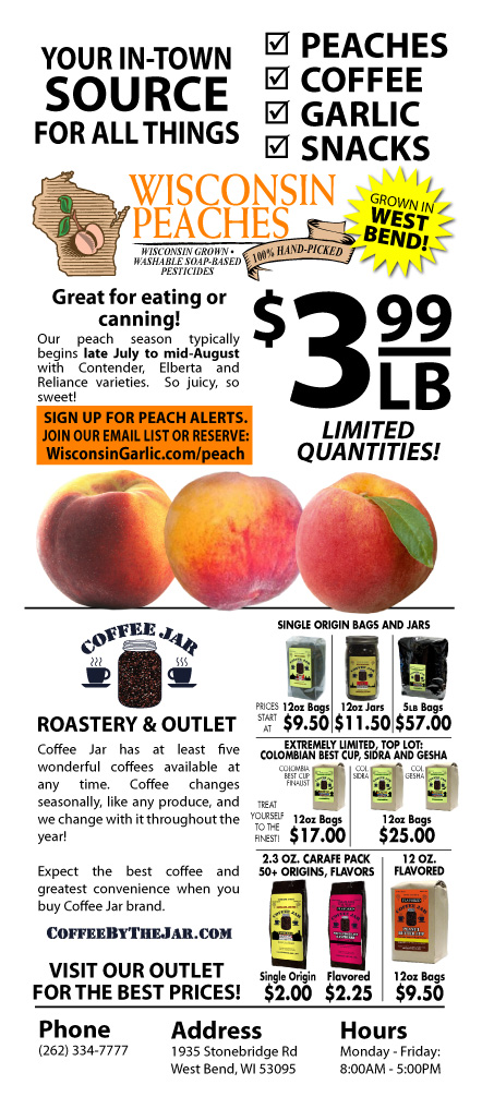 Coffee-Jar-Wisconsin-Peaches-Flyer-2023-Front